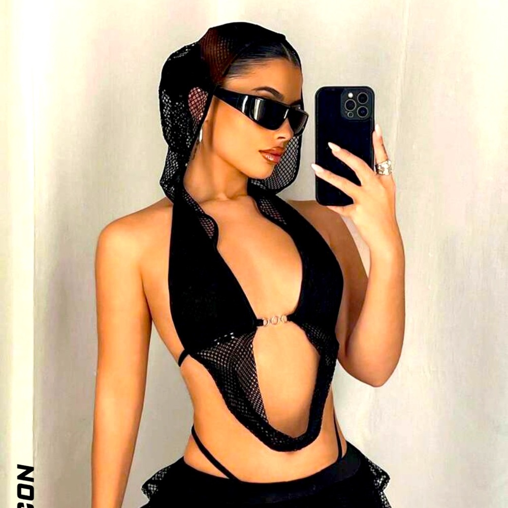 SHEIN ICON Y2k Summer Spring
Outfits Hooded Streetwear Black!!